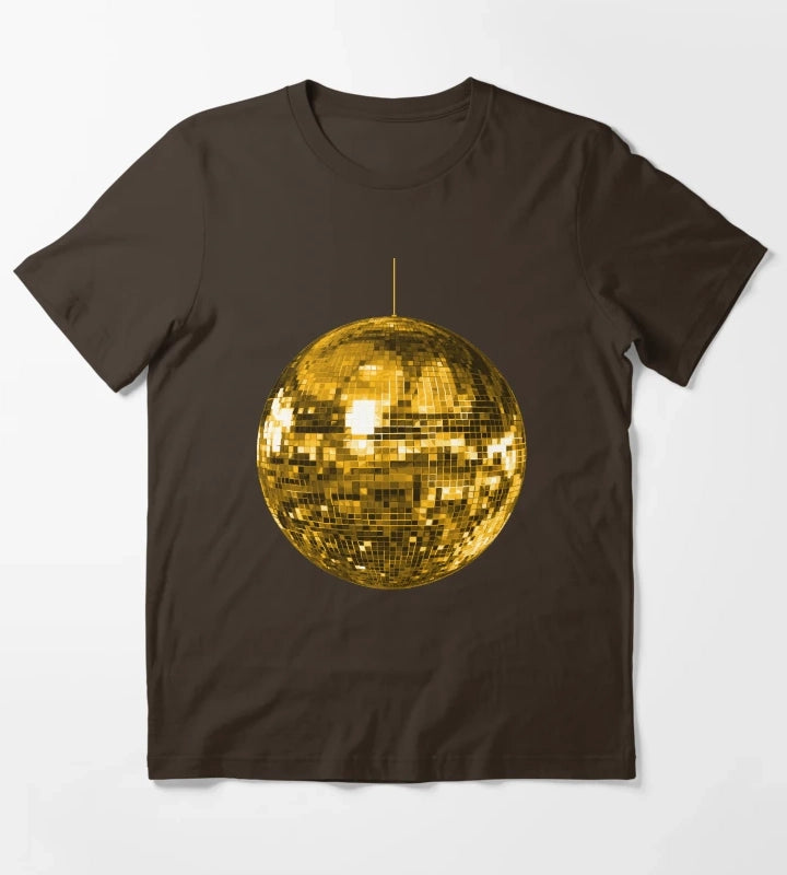 Gold Yellow Disco Ball T-Shirt Brown