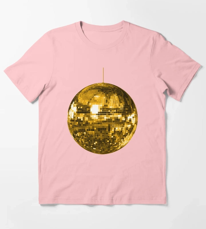 Gold Yellow Disco Ball T-Shirt Dark Grey