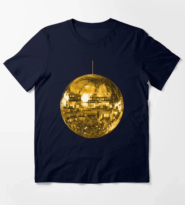 Gold Yellow Disco Ball T-Shirt Navy