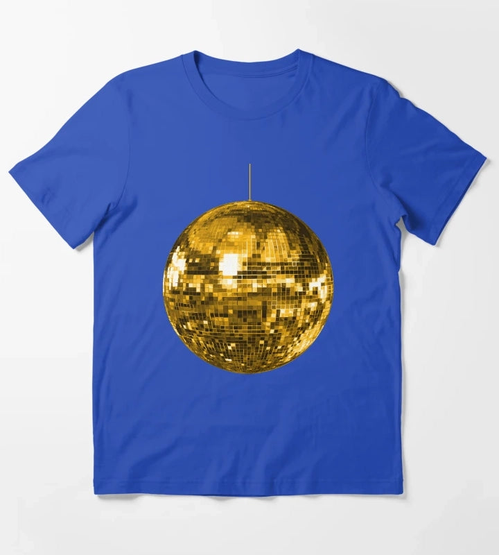 Gold Yellow Disco Ball T-Shirt Blue