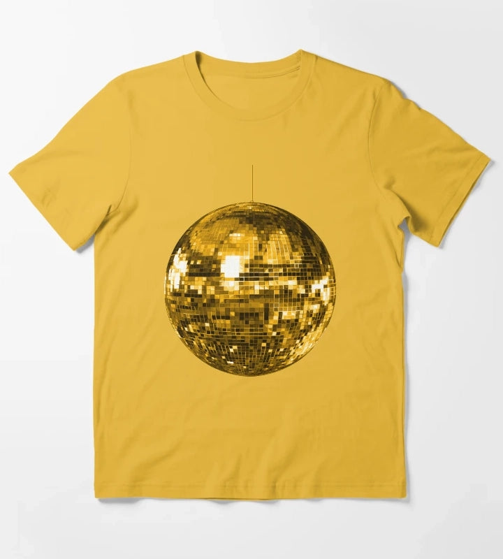 Gold Yellow Disco Ball T-Shirt Yellow