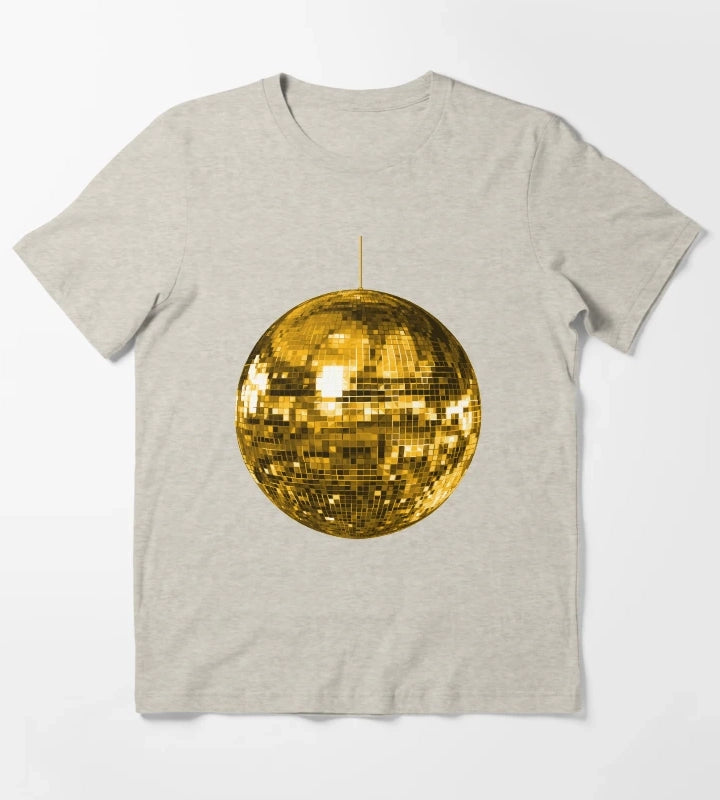 Gold Yellow Disco Ball T-Shirt Cream