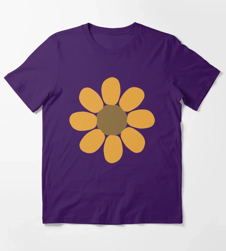 Golden Daisy Flower Shape T-Shirt Purple