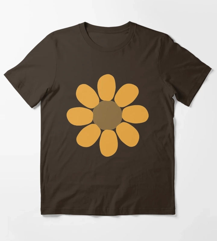 Golden Daisy Flower Shape T-Shirt Brown