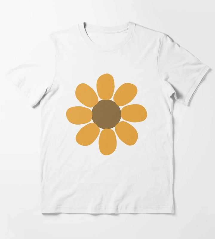 Golden Daisy Flower Shape T-Shirt White