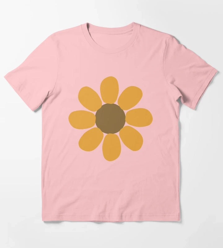 Golden Daisy Flower Shape T-Shirt Dark Grey