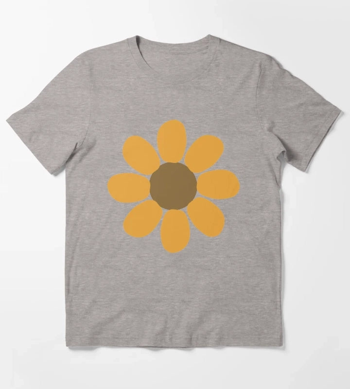 Golden Daisy Flower Shape T-Shirt Heather Grey