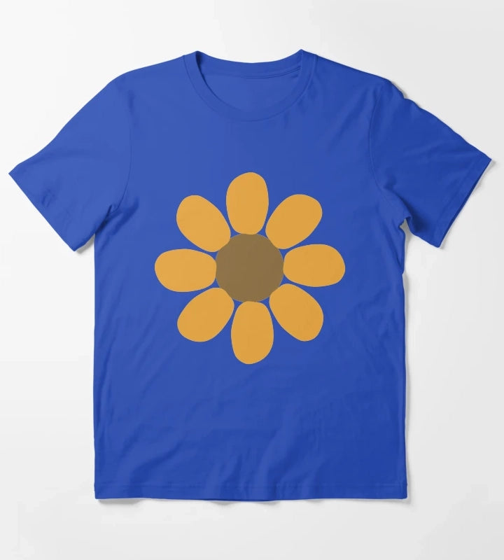 Golden Daisy Flower Shape T-Shirt Blue