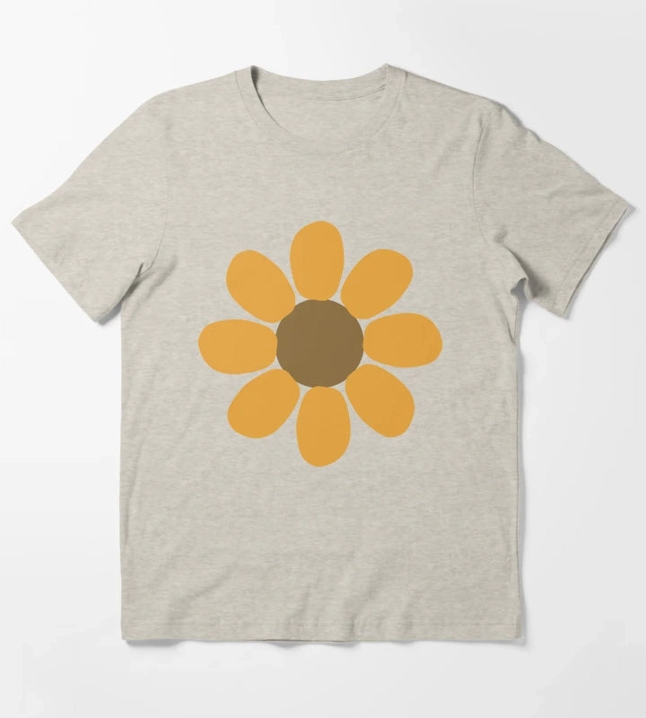 Golden Daisy Flower Shape T-Shirt Cream