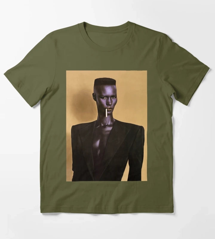 Grace Jones chanteuse extraordinaire T-Shirt Olive Green
