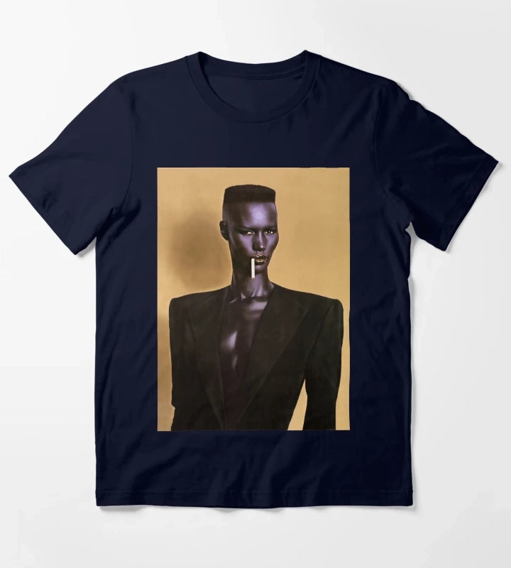 Grace Jones chanteuse extraordinaire T-Shirt Navy
