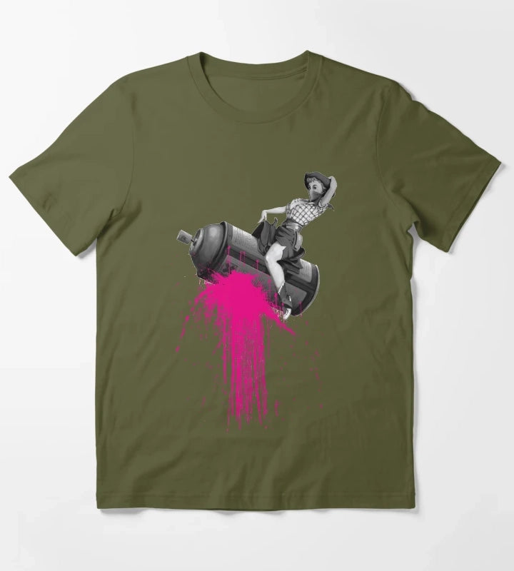 Graffiti Cowgirl T-Shirt Olive Green