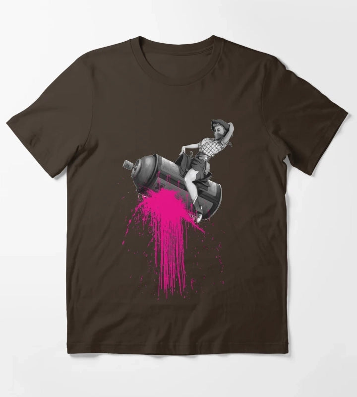 Graffiti Cowgirl T-Shirt Brown