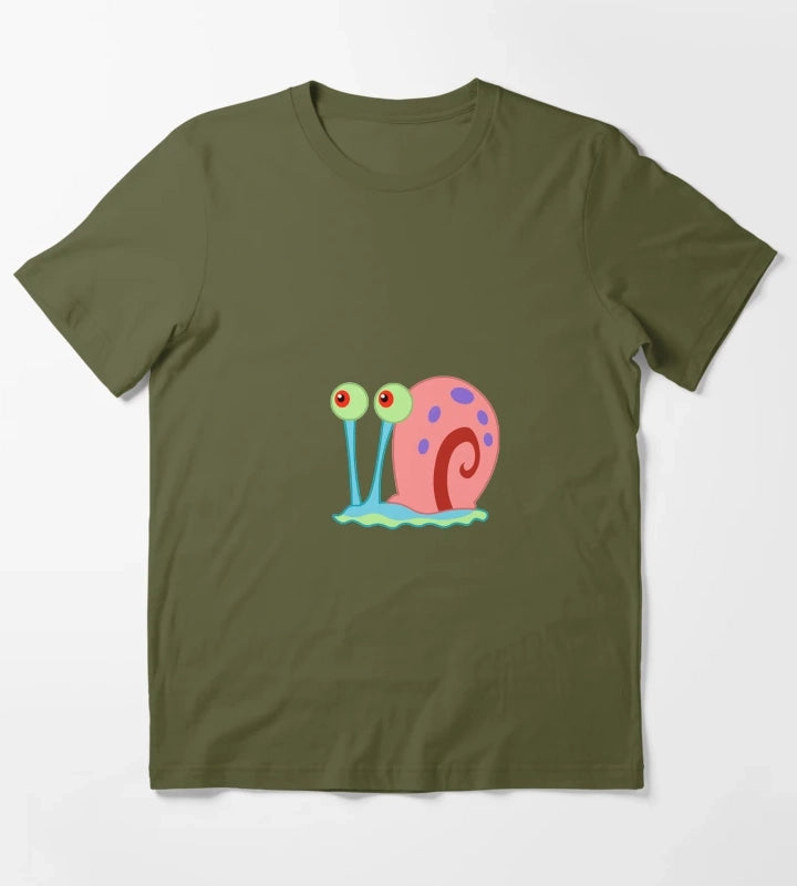 Gray the snail T-Shirt Olive Green