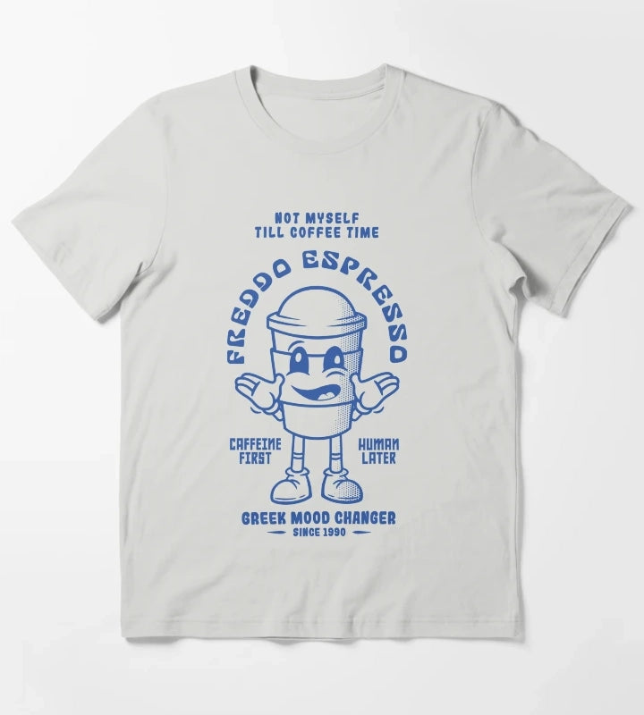Greek Ice Coffee Retro Mascot Tshirt T-Shirt Light Grey