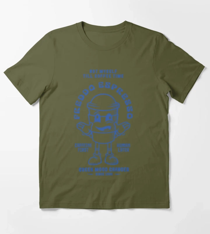 Greek Ice Coffee Retro Mascot Tshirt T-Shirt Olive Green