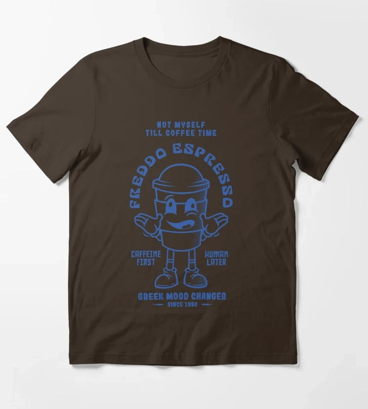 Greek Ice Coffee Retro Mascot Tshirt T-Shirt Brown