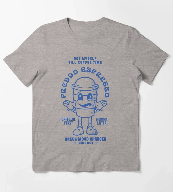 Greek Ice Coffee Retro Mascot Tshirt T-Shirt Heather Grey