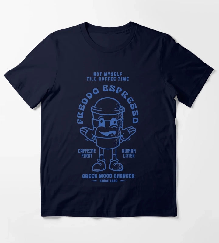 Greek Ice Coffee Retro Mascot Tshirt T-Shirt Navy