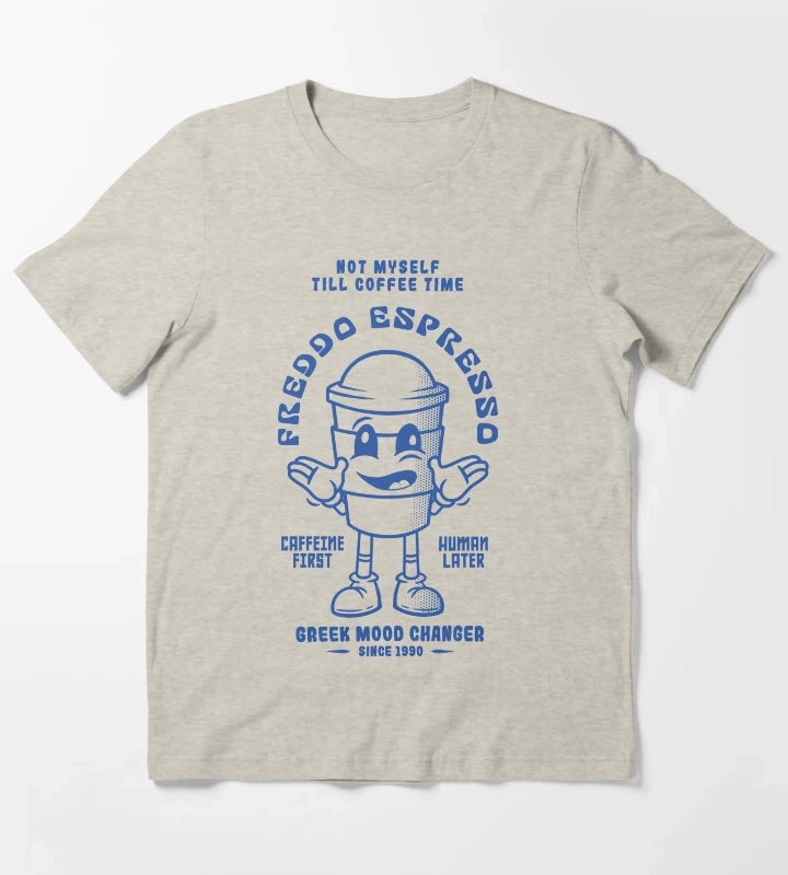 Greek Ice Coffee Retro Mascot Tshirt T-Shirt Cream