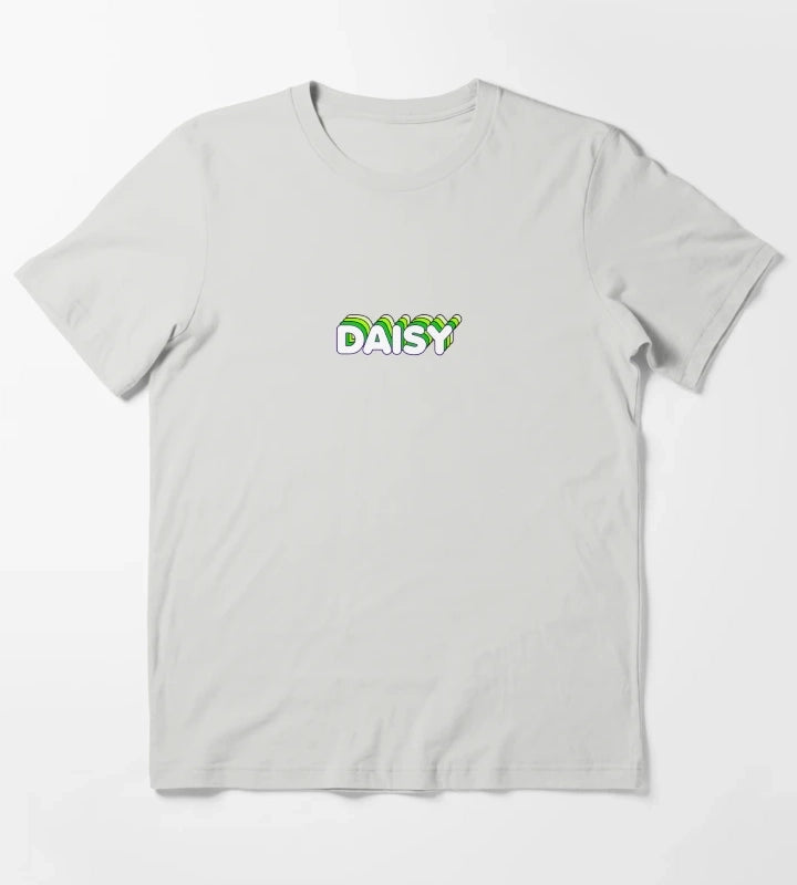 Green Layers Daisy Name Label T-Shirt Light Grey