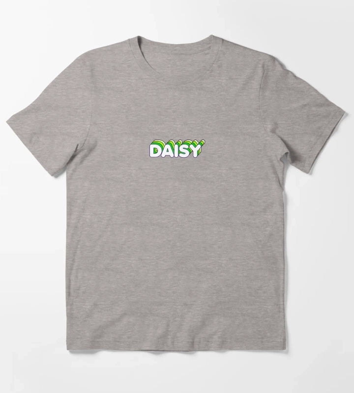 Green Layers Daisy Name Label T-Shirt Heather Grey