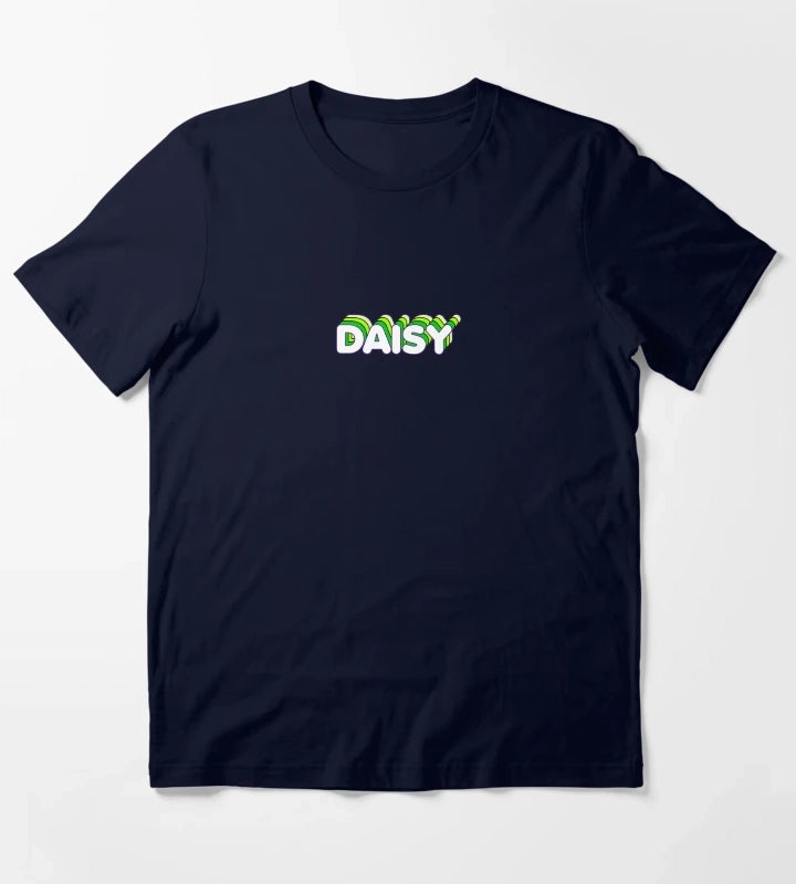 Green Layers Daisy Name Label T-Shirt Navy