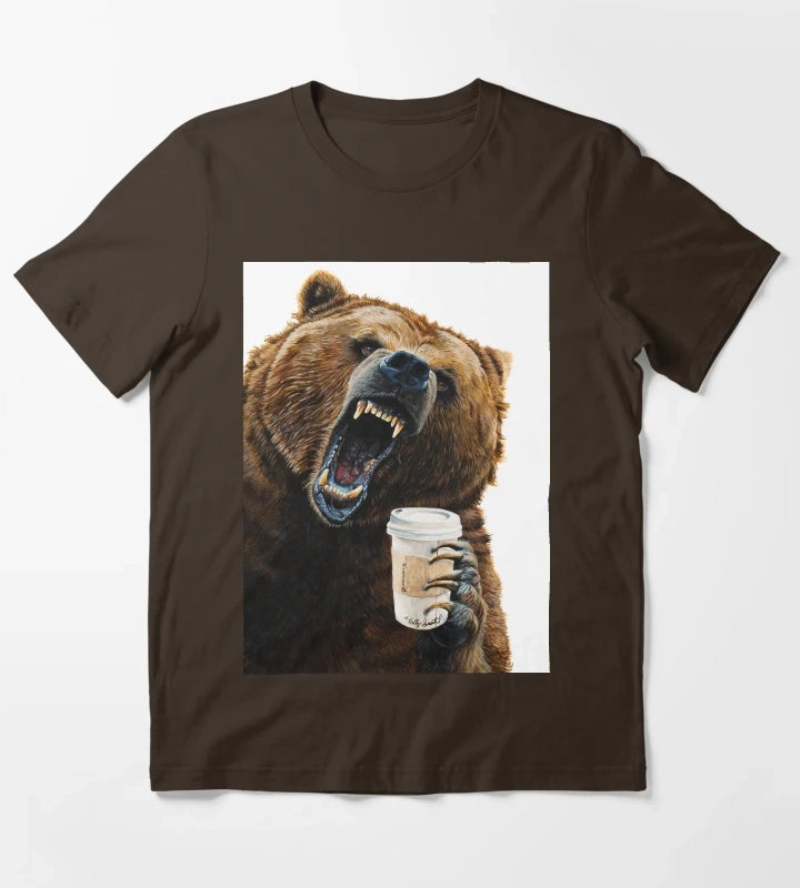 Grizzly Mornings give that bear some coffee T-Shirt Brown