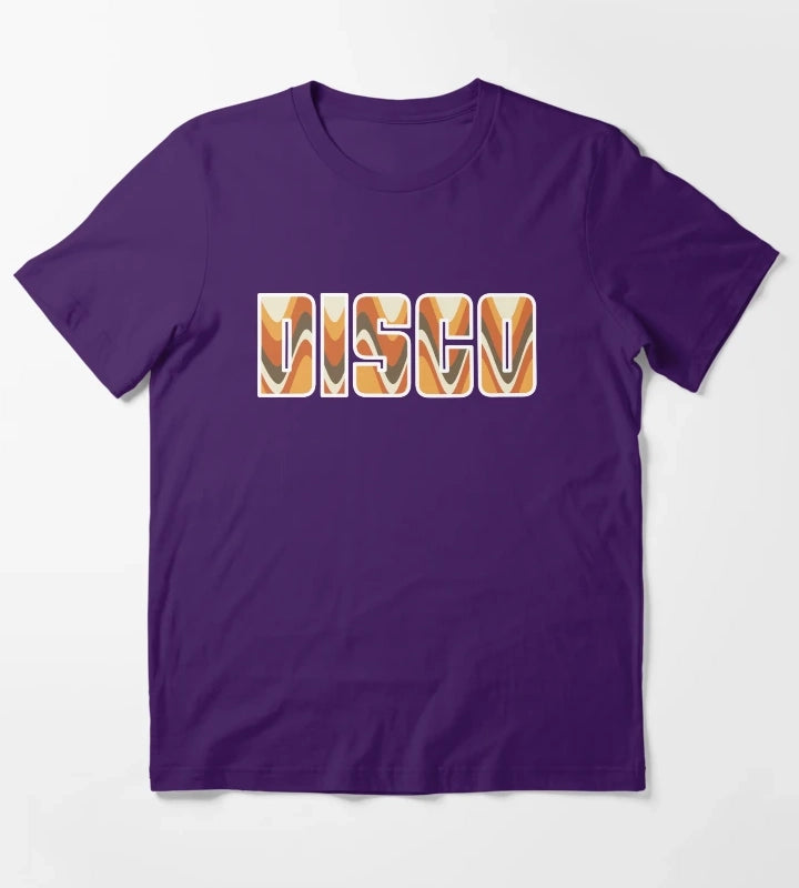 Groovy Disco Waves 70s Brown and Orange Retro Swirl T-Shirt Purple
