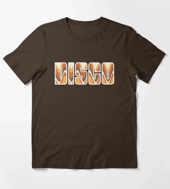 Groovy Disco Waves 70s Brown and Orange Retro Swirl T-Shirt Brown