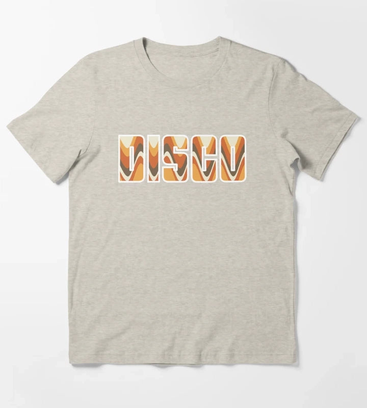 Groovy Disco Waves 70s Brown and Orange Retro Swirl T-Shirt Cream