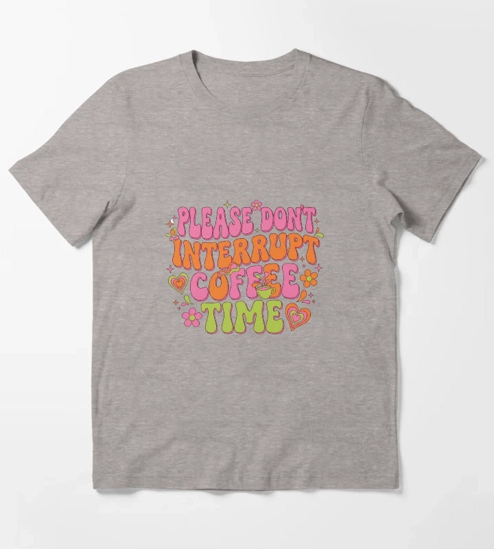 Groovy Do Not Interrupt Coffee Time T-Shirt Heather Grey