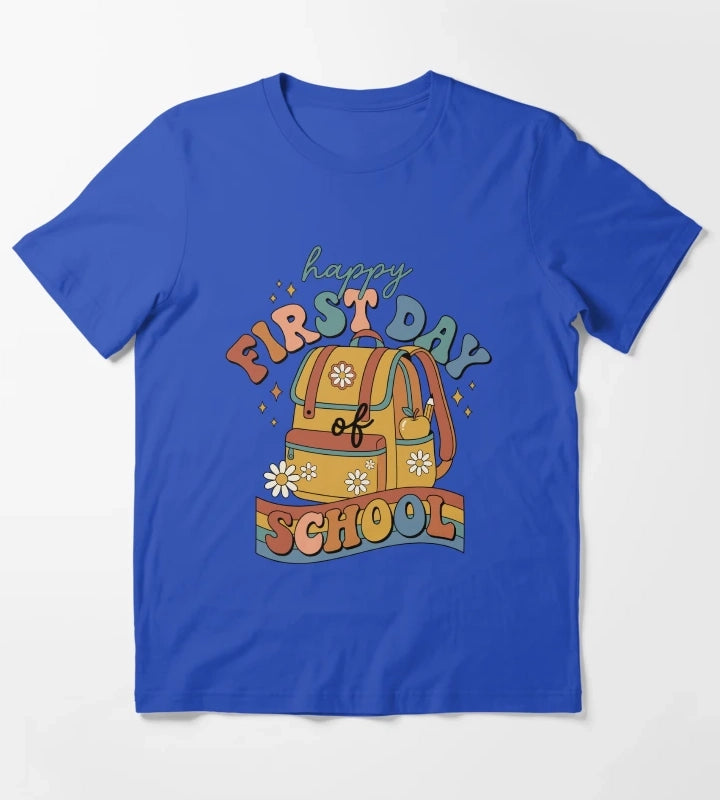Groovy First Day of School Backpack Kids Girls T-Shirt Blue