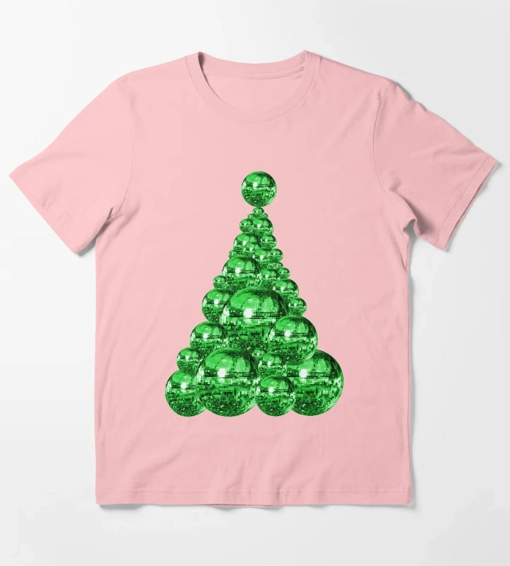 Groovy Green Disco Ball Christmas Tree T-Shirt Dark Grey