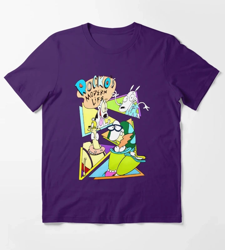 Group of Friends Cartoon Characters T-Shirt Purple