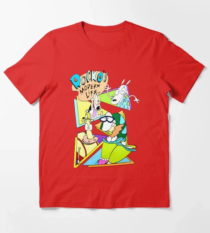 Group of Friends Cartoon Characters T-Shirt Red