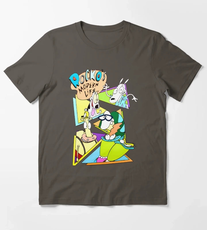 Group of Friends Cartoon Characters T-Shirt Dark Grey