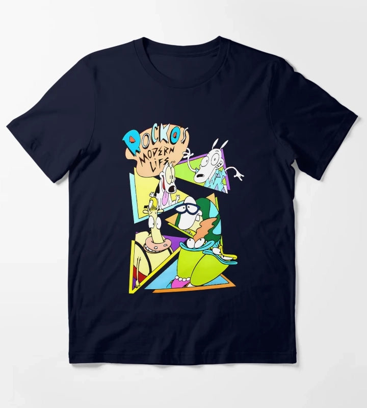 Group of Friends Cartoon Characters T-Shirt Navy