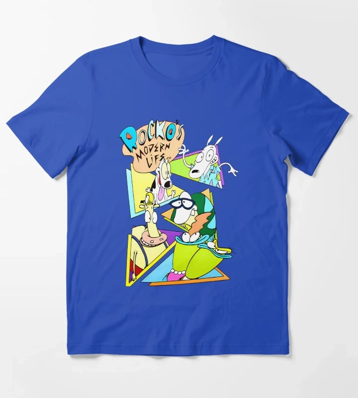 Group of Friends Cartoon Characters T-Shirt Blue