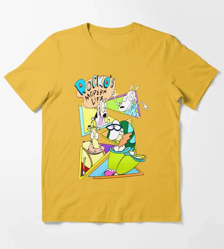 Group of Friends Cartoon Characters T-Shirt Yellow