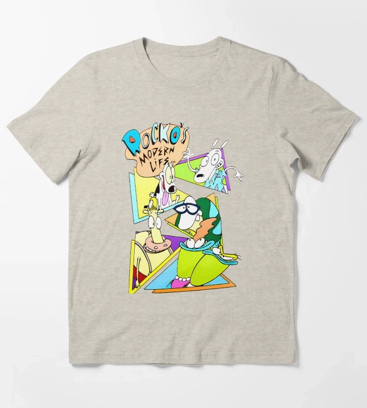Group of Friends Cartoon Characters T-Shirt Cream