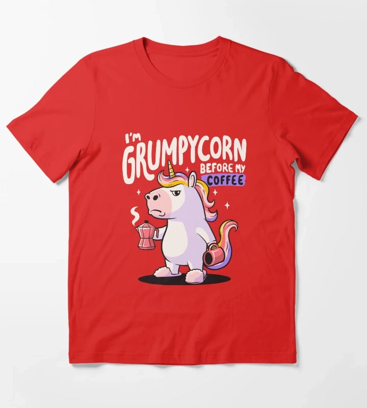 Grumpycorn Cute Grumpy Unicorn Coffee Gift T-Shirt Red