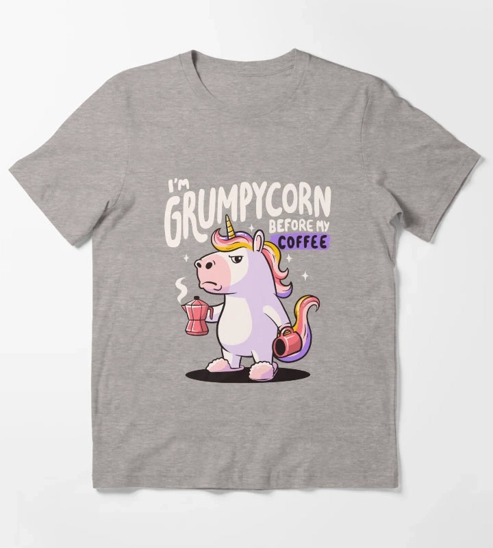 Grumpycorn Cute Grumpy Unicorn Coffee Gift T-Shirt Heather Grey