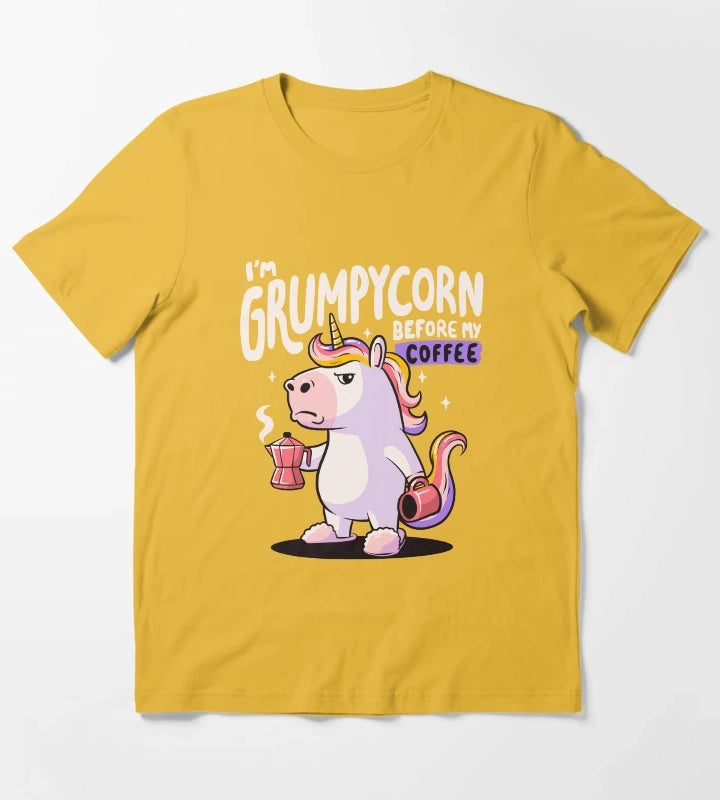 Grumpycorn Cute Grumpy Unicorn Coffee Gift T-Shirt Yellow