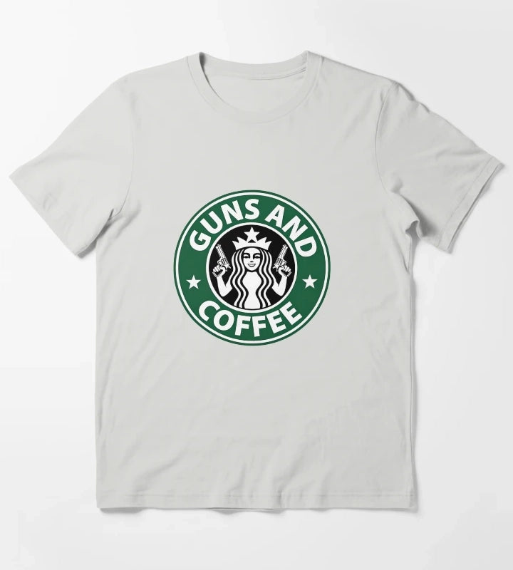 Guns and Coffee T-Shirt Light Grey