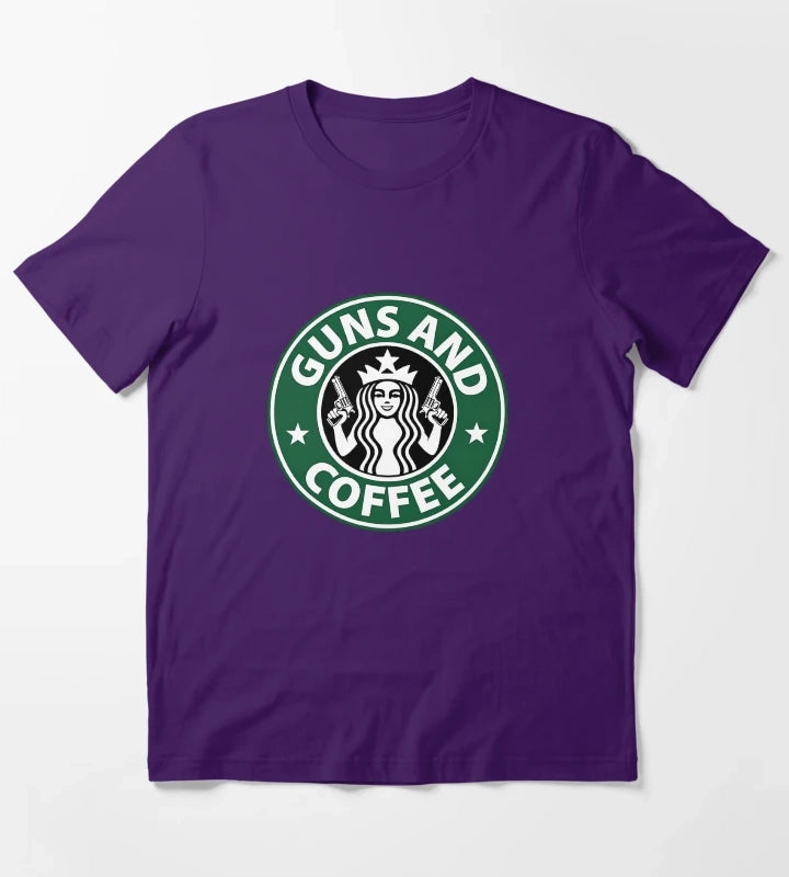 Guns and Coffee T-Shirt Purple