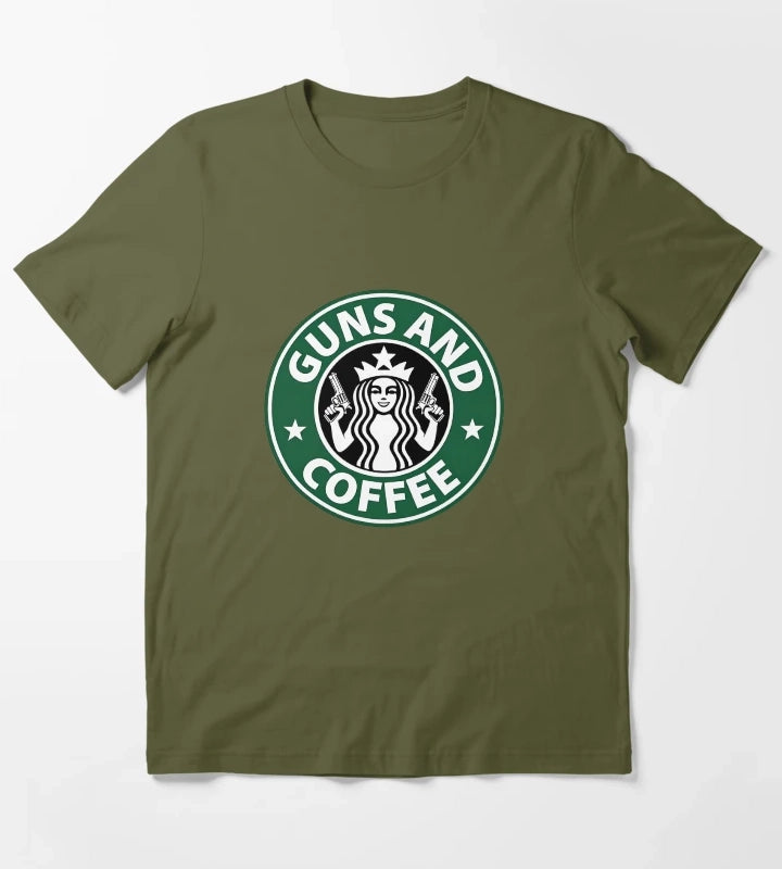 Guns and Coffee T-Shirt Olive Green