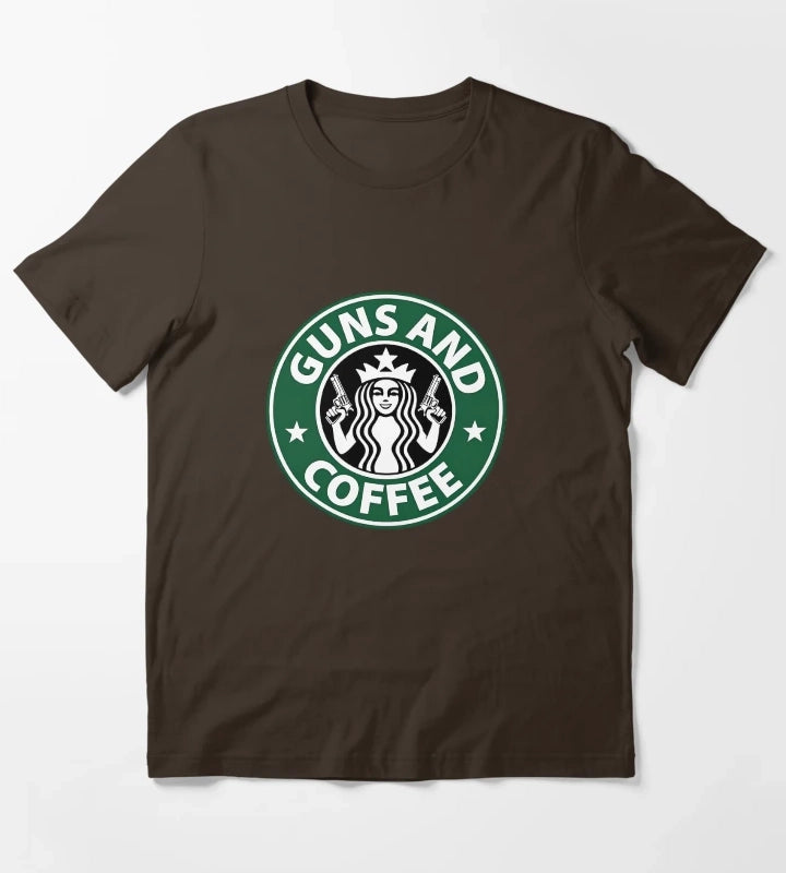 Guns and Coffee T-Shirt Brown
