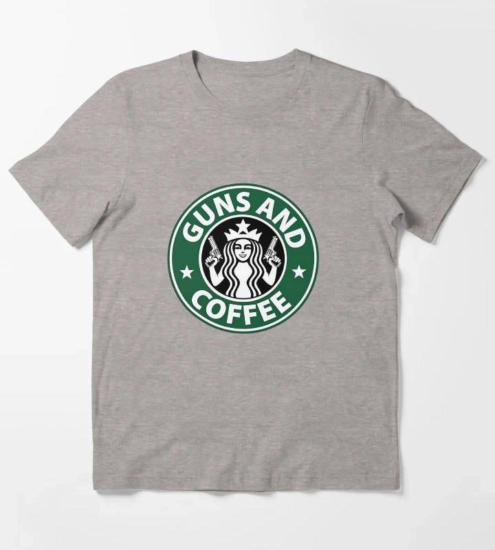 Guns and Coffee T-Shirt Heather Grey