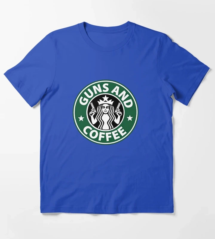 Guns and Coffee T-Shirt Blue